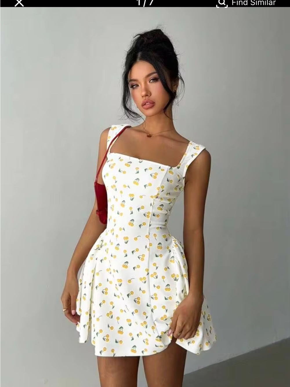 SHEIN White Lemon Print Mini Dress